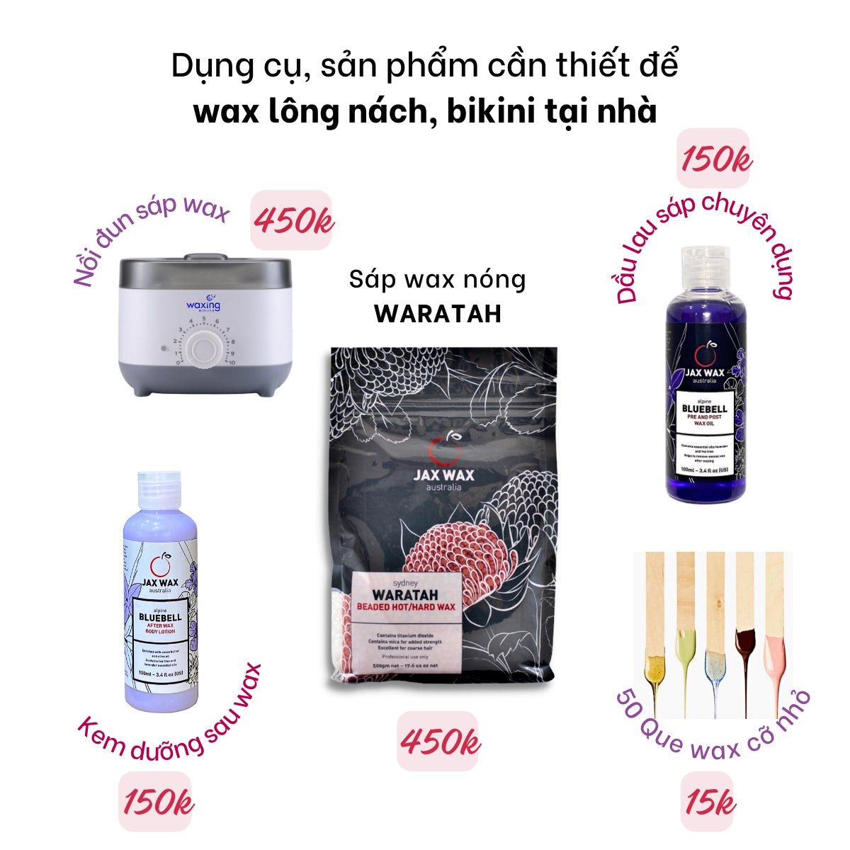 Set wax lông nách, bikini tại nhà Jax Wax Waratah