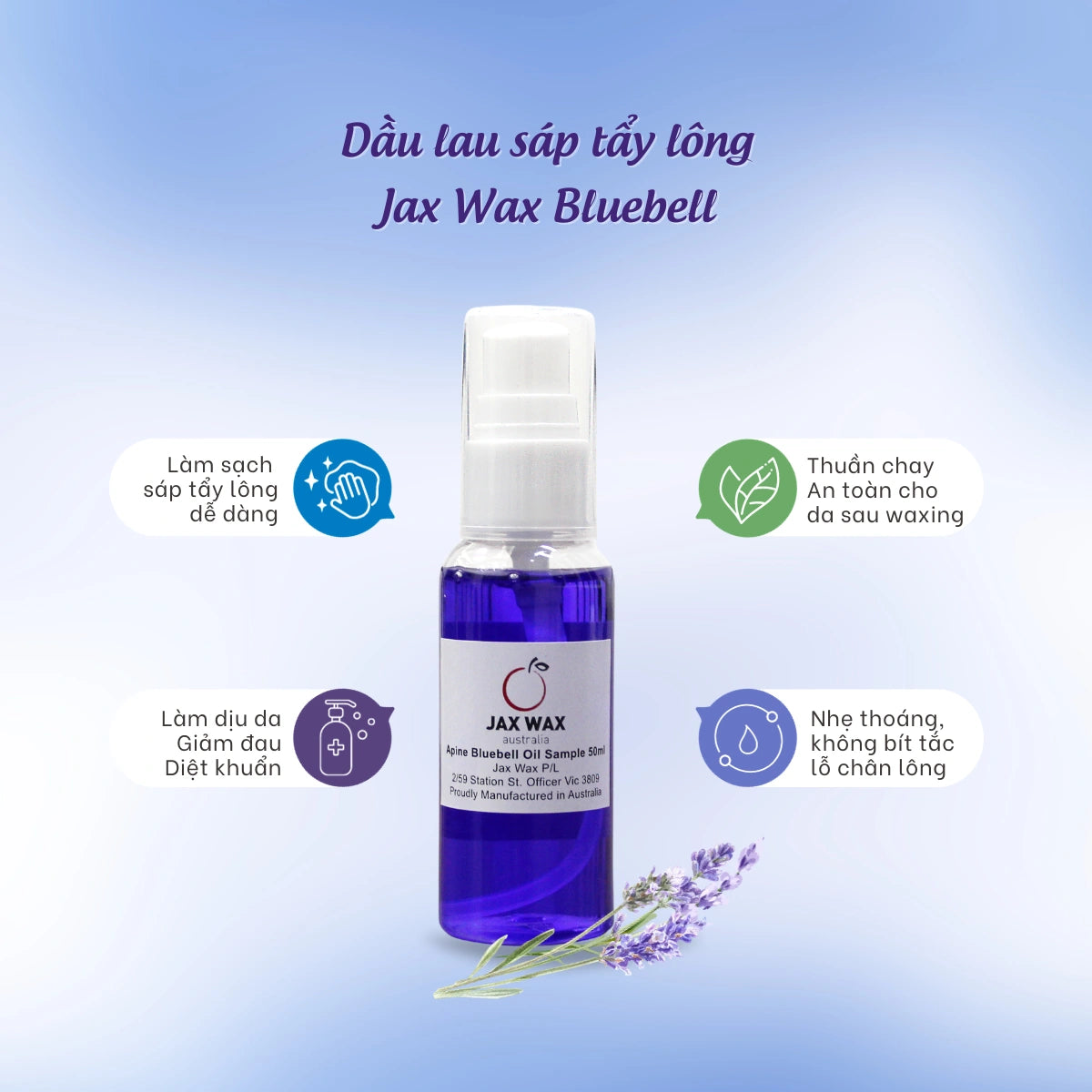 Set sample làm sạch trước - sau wax lông Jax Wax Australia 50ml