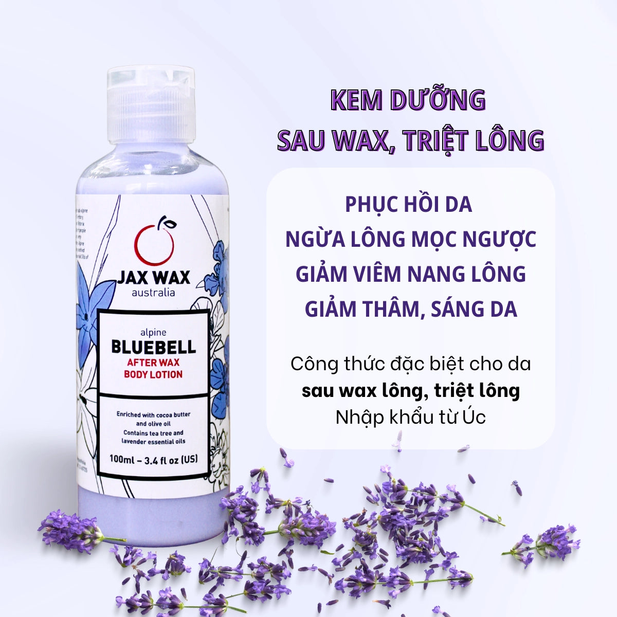 Kem dưỡng sau wax Jax Wax Australia Bluebell 100ml