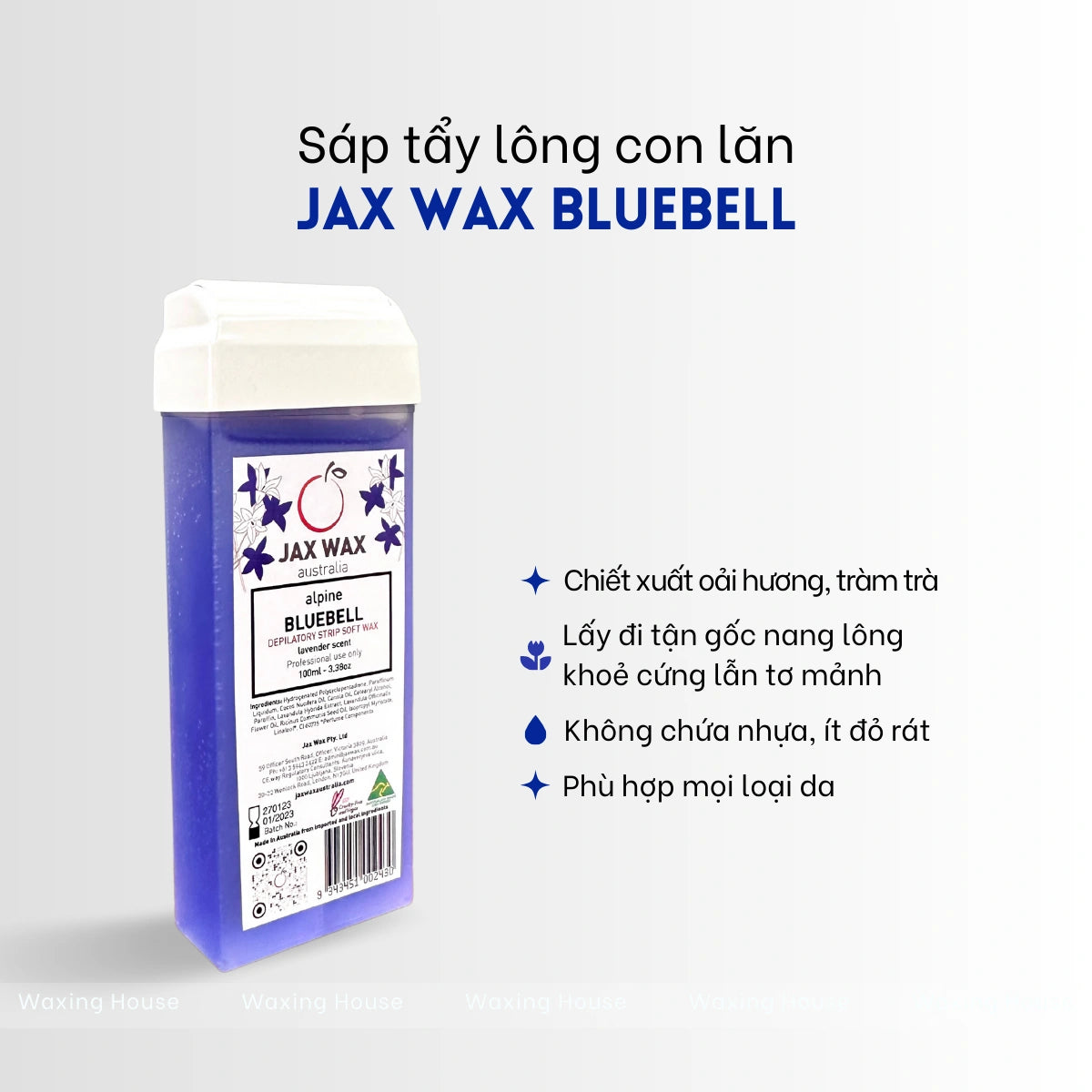 Sáp wax lông con lăn Jax Wax Bluebell 100ml