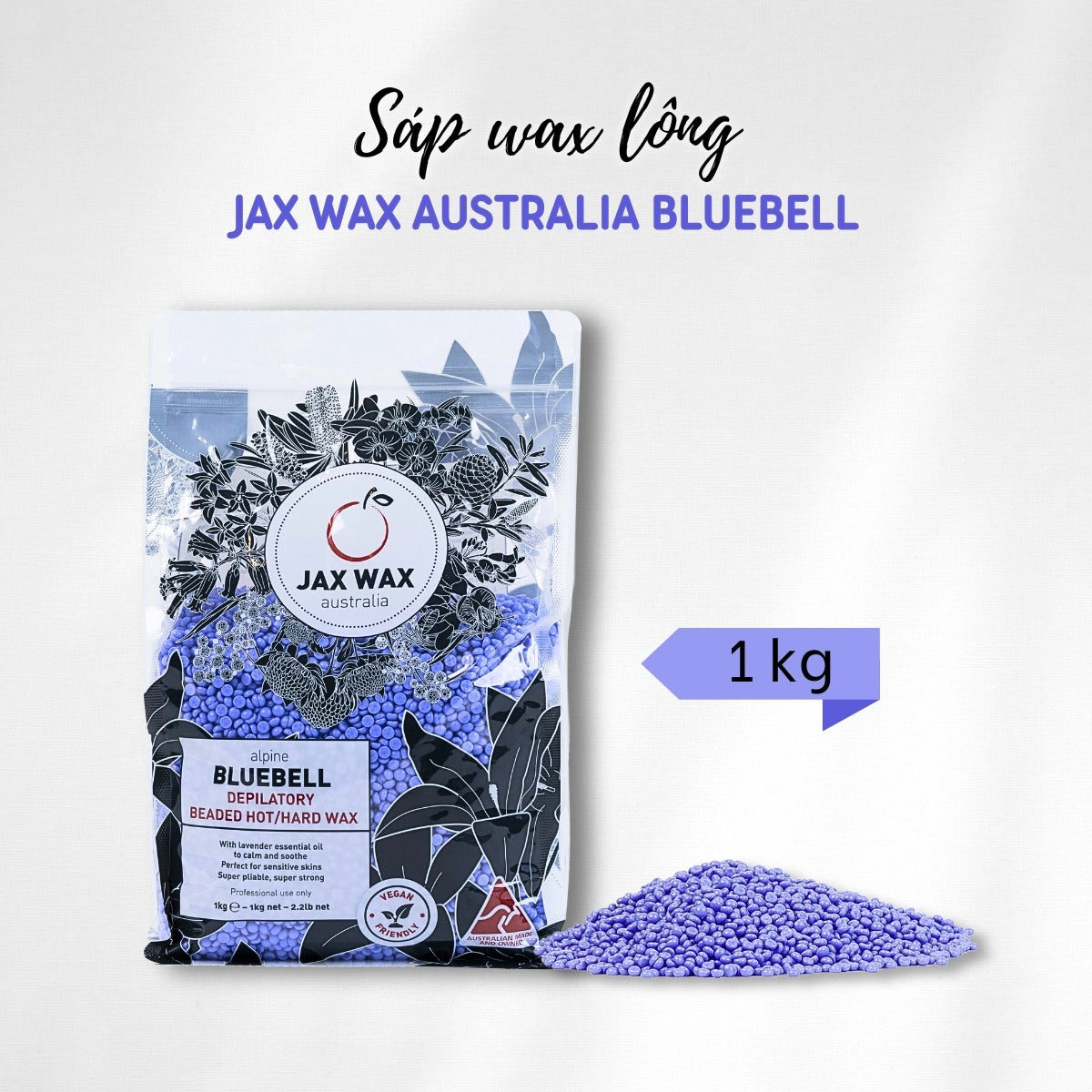 Sáp wax lông Jax Wax Australia Bluebell dạng hạt 1kg