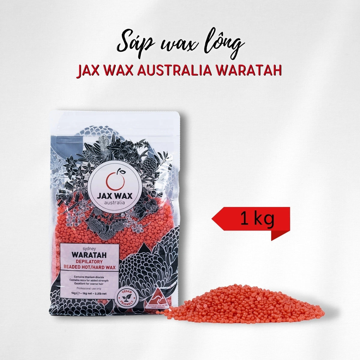 Sáp wax lông Jax Wax Australia Waratah dạng hạt 1kg